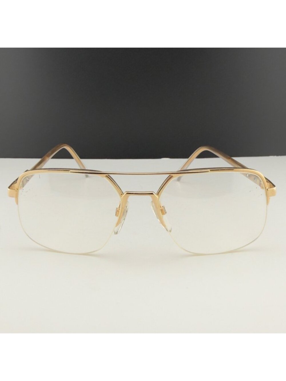 Vintage Gold Tone Aviator Eyeglass Frames 58-16 Double Bridge Retro 80s